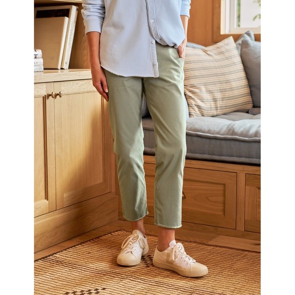 Frank & Eileen Wicklow Crop Pants Size 0 Raw Hem Green Casual Trousers - Picture 1 of 13